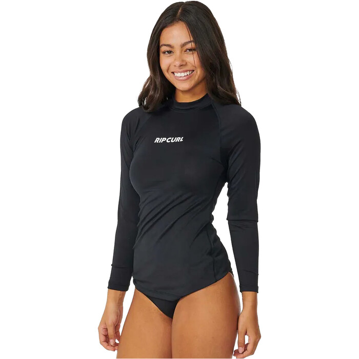 2024 Rip Curl Womens Classic Surf UPF Long Sleeve Rash Vest 15IWRV - Black